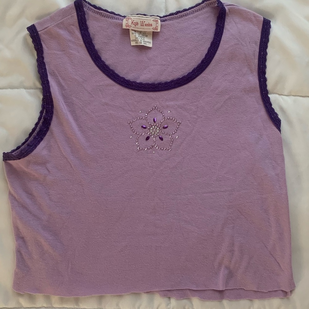 Purple Bedazzled Tank Crop Top